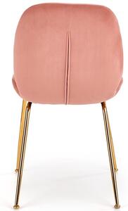 Welurowe krzesło do salonu glamour K381 - różowy