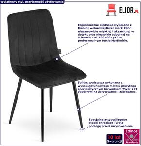 Czarne aksamitne krzesło kuchenne - Fernando 4X