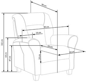 Tapicerowany rozkładany fotel wypoczynkowy Ervin - ciemnoniebieski