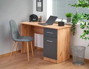 Nowoczesne biurko komputerowe Zuma - dąb wotan - antracyt