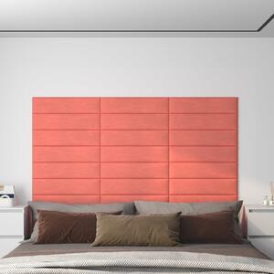 Panele ścienne, 12 szt., różowe, 60x15 cm, aksamit, 1,08 m²