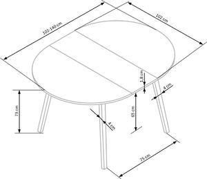 Skandynawski okrągły stół rozkładany Merol - biały