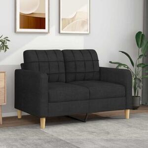 Sofa 2-osobowa, czarna, 120 cm, tapicerowana tkaninÄ