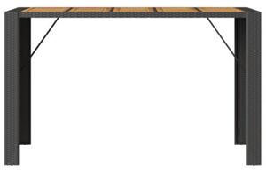 Ogrodowy stół barowy z akacjowym blatem, czarny, 185x80x110 cm