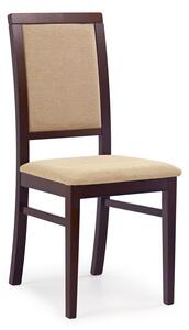 Drewniane krzesło tapicerowane Prince - Ciemny orzech + beż