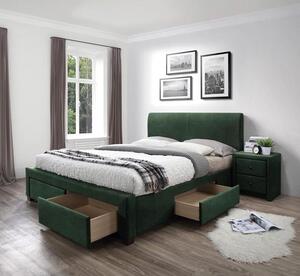 Podwójne łóżko z szufladami Moris 4X - zielone