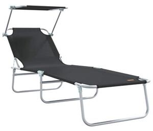 Leżak 2 szt. czarny 58 x 188 x 77cm poliester
