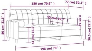 Sofa 3-osobowa z poduszkami, jasnoszara, 180 cm, tkanina