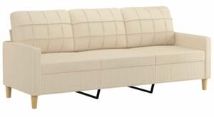 Sofa 3-osobowa z poduszkami, kremowa, 180 cm, tkanina