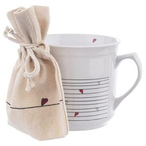 Kubek z woreczkiem ceramiczny biały SERCE 650 ml