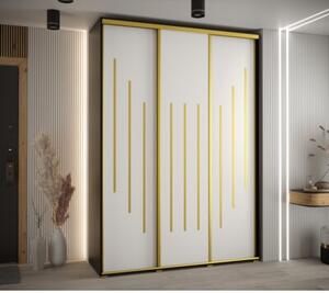 Szafa przesuwna wysoka Davos 12 180, gł. 60 cm czarny + biały + złoty