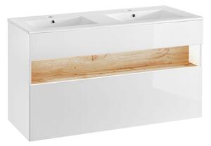 Szafka pod umywalkę Monako 2X 120 cm - Biały połysk