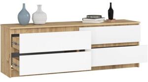 Komoda do domu, STILO, 160x40x55 cm, dąb artisan, biel, mat | TYLETEGOTU