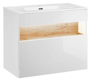 Wisząca szafka pod umywalkę Monako 2X 80 cm - Biały połysk