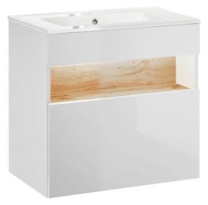 Podwieszana szafka pod umywalkę Monako 2X 60 cm - Biały połysk