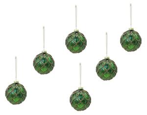 Zestaw 6 szt. ozdób świątecznych GREEN SPARK szklane 8 cm, zielone