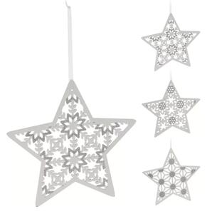 Świąteczna wisząca gwiazda GLITTER STAR 22 cm, biała