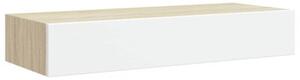 Półka ścienna z szufladą, dąb i biel, 60x23,5x10cm, mdf