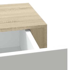 Półki ścienne z szufladą, 2 szt., dąb i biel, 40x23,5x10cm, mdf