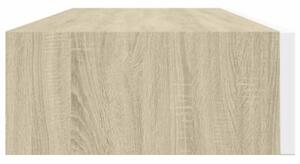 Półka ścienna z szufladą, dąb i biel, 60x23,5x10cm, mdf