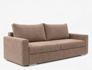 Sofa z Funkcją Spania DRAVOS Ciemnobeżowa Sztruksowa Nowoczesna