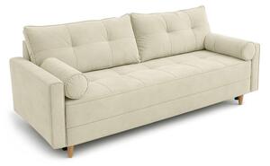Sofa z Funkcją Spania LONAR Kremowa Welurowa Nowoczesna