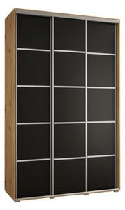 Szafa przesuwna wysoka Davos 4 160, gł. 60 cm artisan + czarny + srebrny