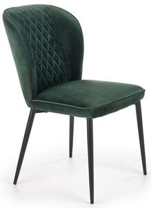 Krzesło welurowe pikowane Wilhelm - ciemnozielone