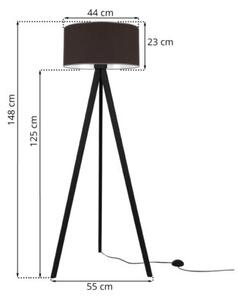 Lampa podłogowa trójnóg czarny Light Home LH Gaja 1xE27 44cm abażur walec brązowy