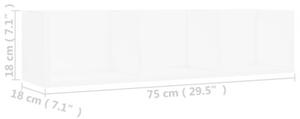Półka na płyty cd, biała, 75x18x18 cm, materiał drewnopochodny