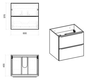 Podwieszana szafka łazienkowa pod umywalkę z szufladami - Malta 3X Biały połysk 60 cm