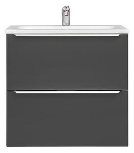 Podwieszana szafka łazienkowa z umywalką - Malta 4S Czarny mat 60 cm