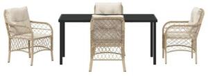Zestaw Mebli Ogrodowych Komplet Jadalniany Z Poduszkami 5-Częściowy Beżowy Rattan Na Taras Balkon Ogród