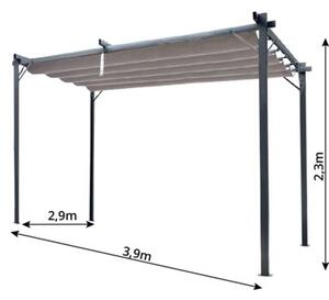 Pergola ogrodowa 3x4 m beżowa – metalowa altana ze składanym baldachimem 12 m²