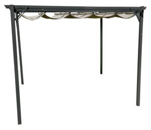 Pergola ogrodowa 3x4 m beżowa – metalowa altana ze składanym baldachimem 12 m²