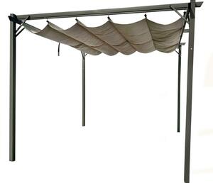 Pergola ogrodowa 3x4 m beżowa – metalowa altana ze składanym baldachimem 12 m²