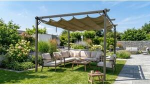 Pergola ogrodowa 3x4 m beżowa – metalowa altana ze składanym baldachimem 12 m²