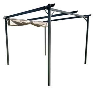 Pergola ogrodowa 3x4 m beżowa – metalowa altana ze składanym baldachimem 12 m²