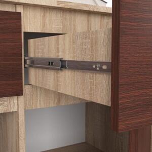 Komoda, 3 szuflady, 3 drzwi, ATLAS, 140x40x99 cm, dąb sonoma, wenge, mat | TYLETEGOTU