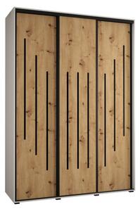 Szafa przesuwna wysoka Davos 8 170, gł. 60 cm biały + artisan + czarny