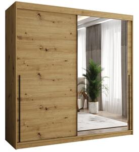 Szafa przesuwna z lustrem Garderoba SIMA T2 200 artisan + u. czarny