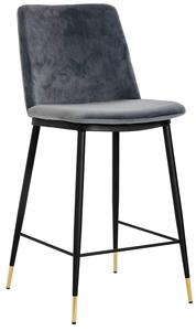 Szare krzesło barowe w stylu glamour do wyspy - Gambo 2X