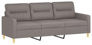 Sofa 3-osobowa z poduszkami, kolor taupe, 180 cm, tkanina