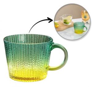 Filiżanka szklanka ryflowana duża butelkowa zieleń ombre 380 ML 1szt SZK176