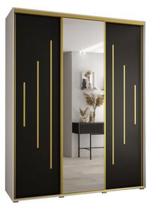 Szafa przesuwna wysoka Davos 13 200, gł. 60 cm biały + czarny + złoty