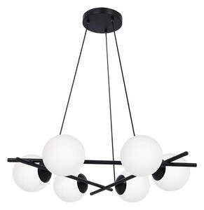 Lampa wisząca, żyrandol do salonu – Arton 6 – sześć białych kloszy domodes