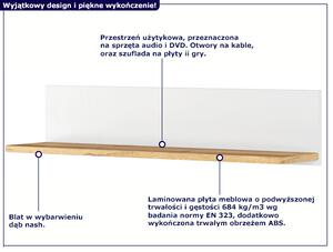 Skandynawska półka ścienna biały + dąb nash - SO-14