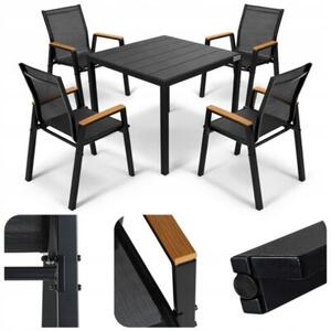 Zestaw mebli ogrodowych balkon stół Allen-ST 70x70C + 4x krzesło Polinka KD czarn