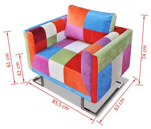Klubowy fotel patchwork z chromowaną podstawą - Torno