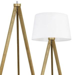 Lampa podłogowa trójnóg dębowy Light Home LH Gaja 1xE27 44cm abażur stożek biały